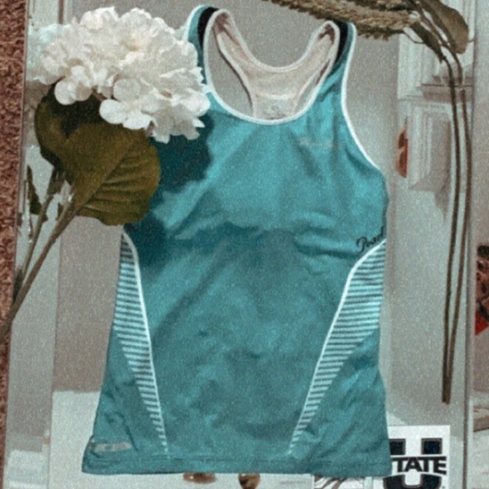 Blue flexible workout top